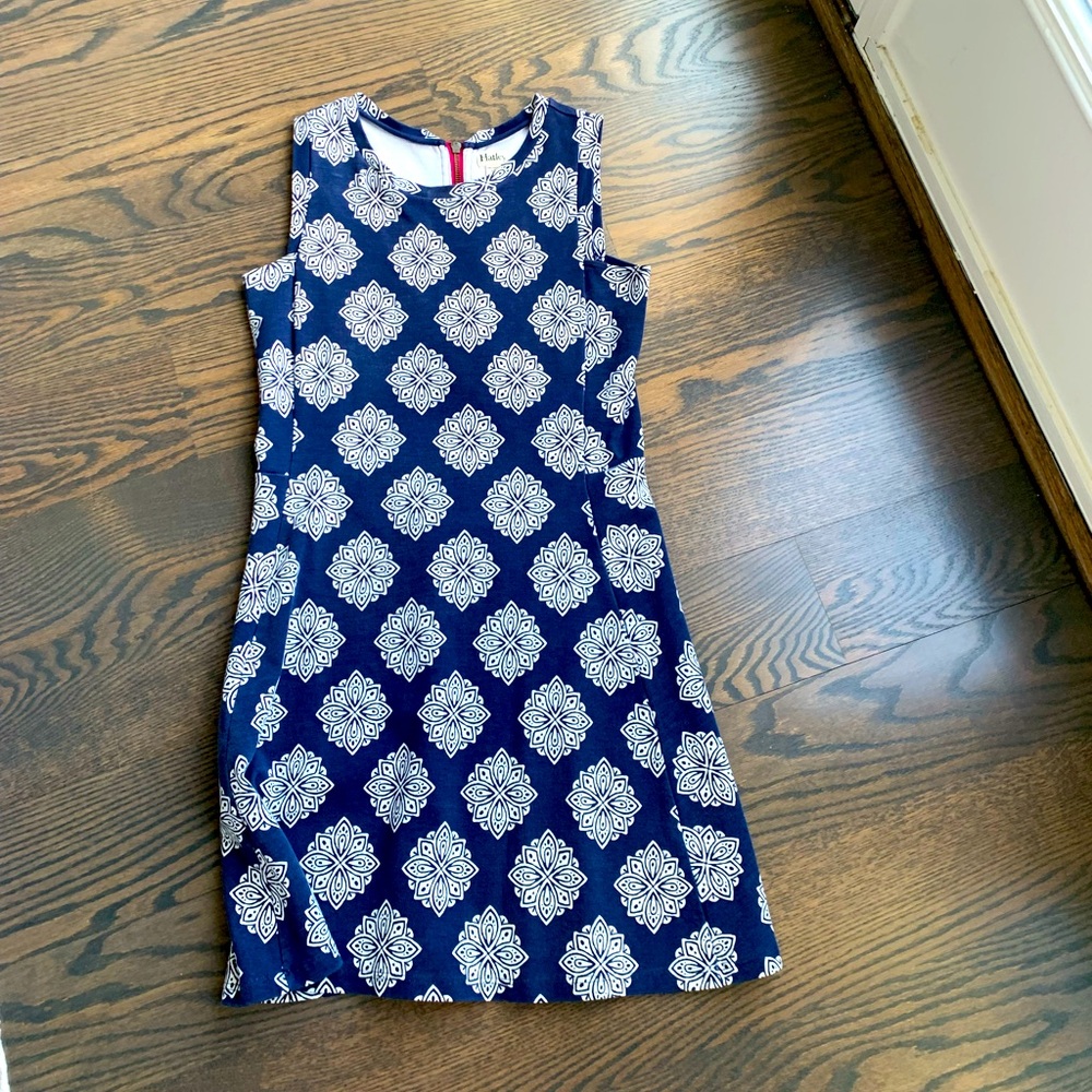 Preppy knit mini dress navy/white Small
